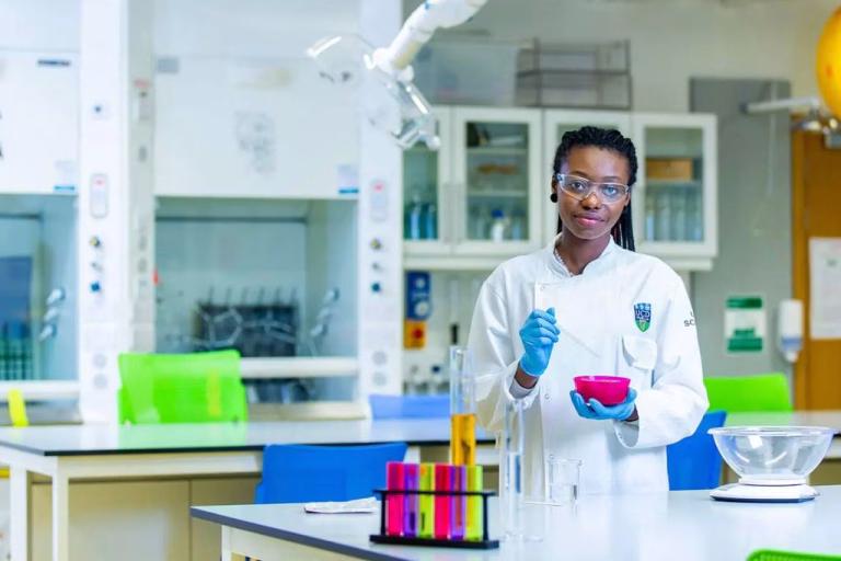 A student in a science lab