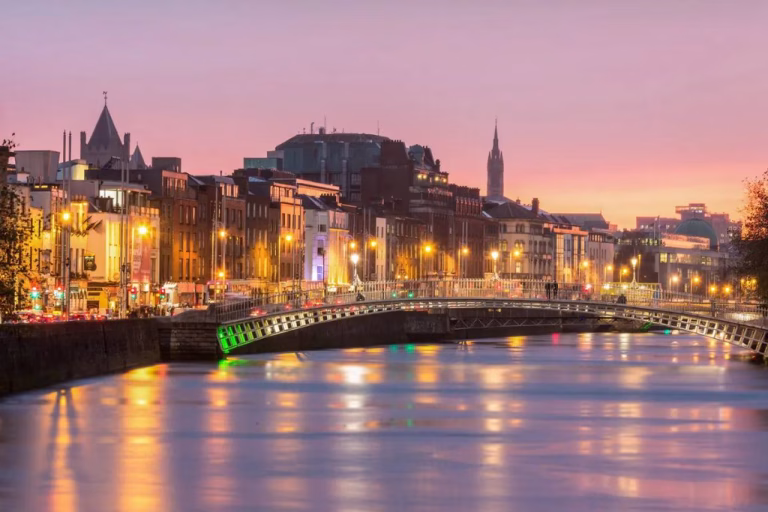 An image of Dublin in the evening